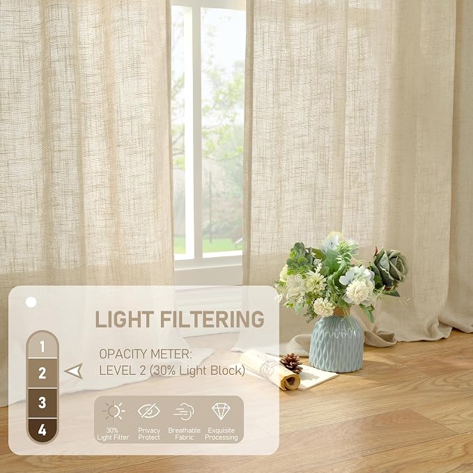 Semi Sheer Linen Curtains 36 Inch Length - Image 4