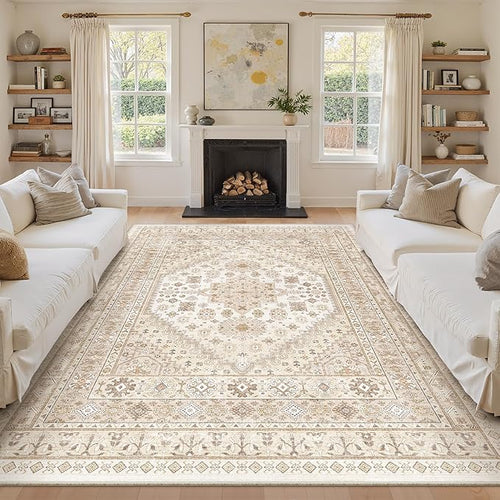 10x12 Area Rugs for Living Room, Large Washable Rug, Dining Room, Low Pile by Zesthome