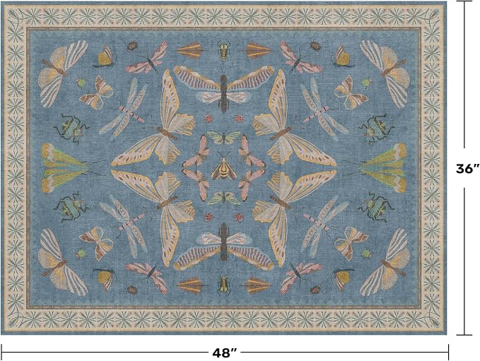 Washable Blue Rugs for Bedroom Bedside - Image 2