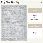 Soalmost 6x9 Area Rug for Living Room Washable Rugs Non-Slip Grey | Low-Pile - Image 4