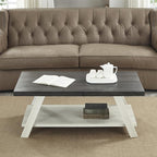Contemporary Two-Tone Wood Coffee Table 48 in, Weathered Charcoal and Beige by Noeko