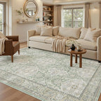 Soalmost 5x7 Area Rug Low Pile Washable Trendy Faded Style Rug, Foldable Stain - Image 2