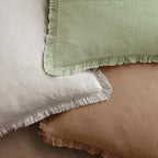 MIULEE Linen Fringe Decorative Euro Throw Pillow Covers Sage Green 26x26 | Set - Image 4