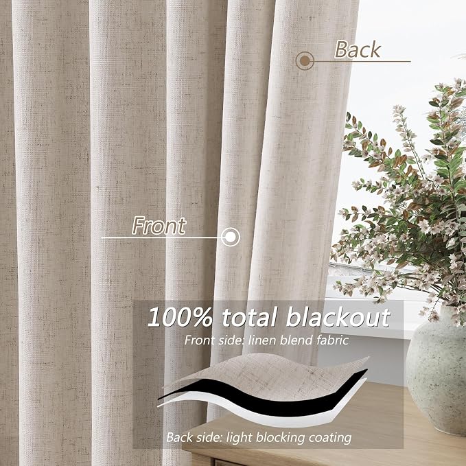 100% Blackout Curtains 120 Inch Length 2 Panels Set - Image 4