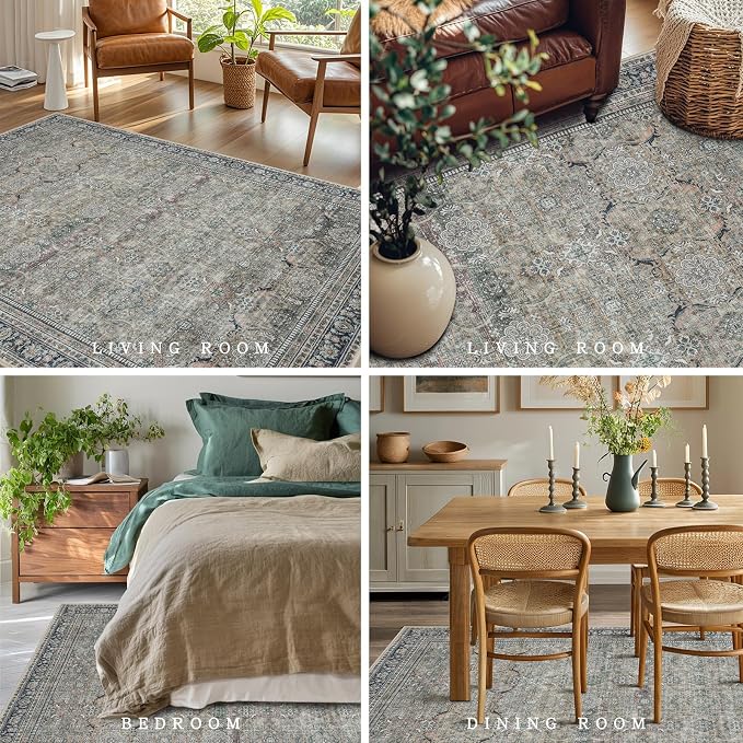 Green Retro 8x10 Washable Area Rugs - Image 5