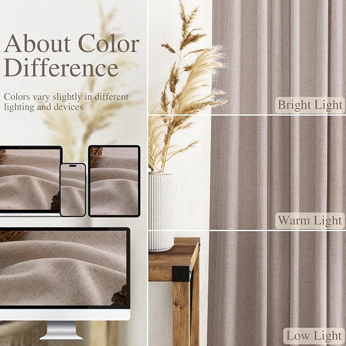 Oatmeal Linen Curtains 120 Inch Extra Long - Image 4