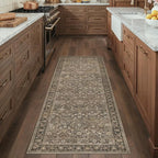 2x6 Washable Runner Rug for Hallway | Brown Vintage Floral, Thick Mid Pile - Image 3