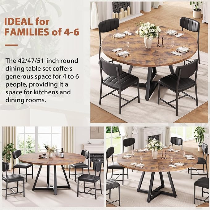 Jocoevol 51“ Round Kitchen Dining Room Table - Image 8