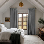 Dark Grey Pleated Thick Linen Blackout Curtains 100 Inches Long - Image 8