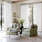 Extra Long Semi Sheer Pinch Pleat Linen Modern Curtains Snow White 50Wx120L | - Image 7