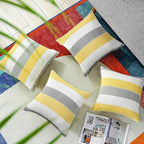 AmHoo Pack of 2 Farmhouse Stripe Check Throw Pillow Covers Set Case Cotton - Image 4