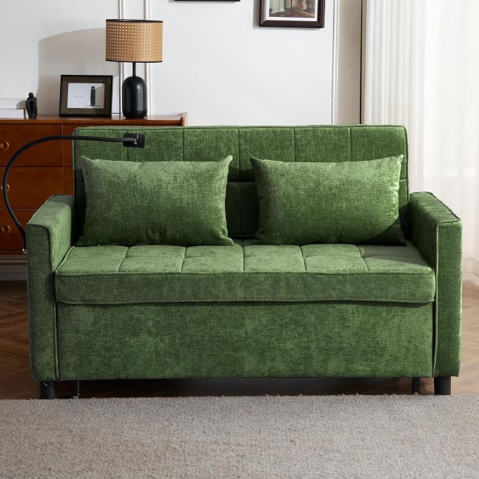 3 in 1 Convertible Sleeper Sofa Bed, 56.9" Small Pull Out Couch Bed - Image 2