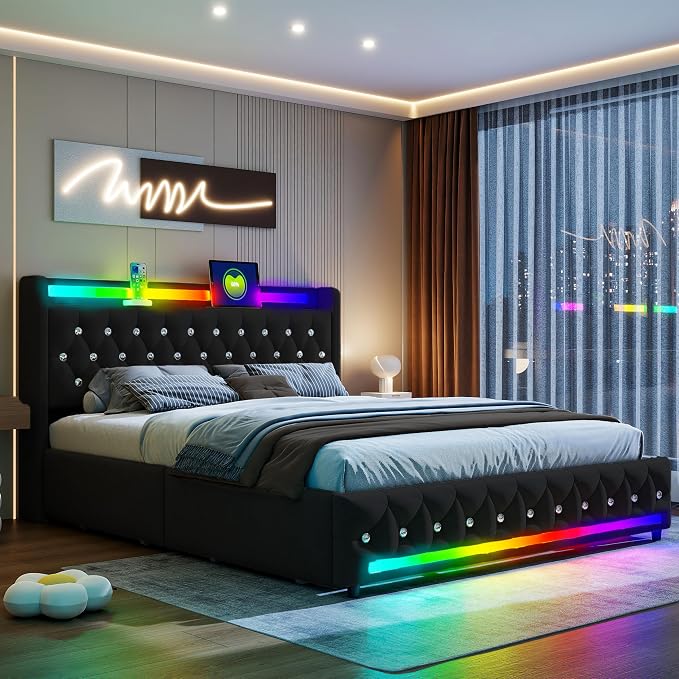 Music Player Full Bed with Bluetooth Speakers, USB&Type C Charging Ports - Image 5