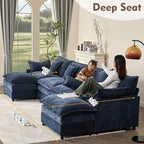 GOSUHI 142.5" U Shaped Couch, Modular Sectional Sofa, 3-Seater Comfy Cloud Couch - Image 4