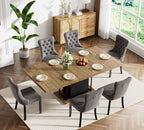 Henf 63"-79" Dining Table Set for 6, 7 Pieces Extendable Dining Table and 6 - Image 2
