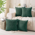 Set of 4 Dark Green Decorative Throw Pillow Covers 18x18 Inch Corduroy Pillow by Cozoomy