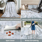 6x9 Washable Area Rug for Living Room Bedroom: Non-Slip Modern Blue Grey | - Image 6