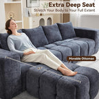 160" Boneless Couch, Oversized Cloud L Shaped Couch, Modular Sectional Sofa - Image 4