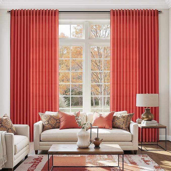 Christmas Red Linen Curtains 96 Inches Long - Image 6