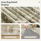 Soalmost Washable Area Rug 8x10 Large Soft Living Room Rugs Green/Orange | - Image 6