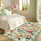 DUKINO 4x6 Area Rug, Floral Washable Rug Non Slip Office Chair Mat, Stain - Image 8