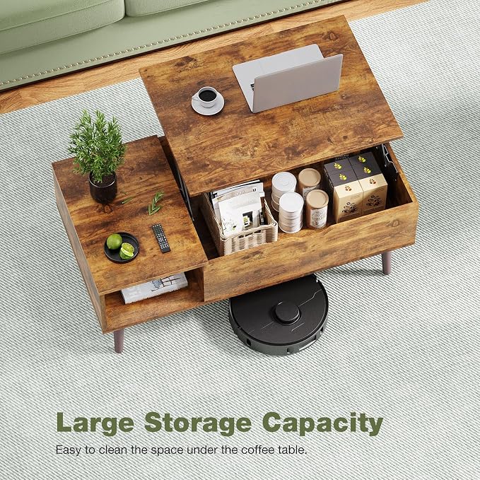 OLIXIS Wooden Coffee Table, Lift Top Coffee Table - Image 6