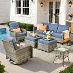 ovios 6 Pieces Patio Furniture Set, Outdoor Wicker Sofa Couch by OVIOS