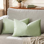 GIGIZAZA Sage Green Velvet Throw Pillow Covers 12x20 Pack of 2 | Decorative - Image 6