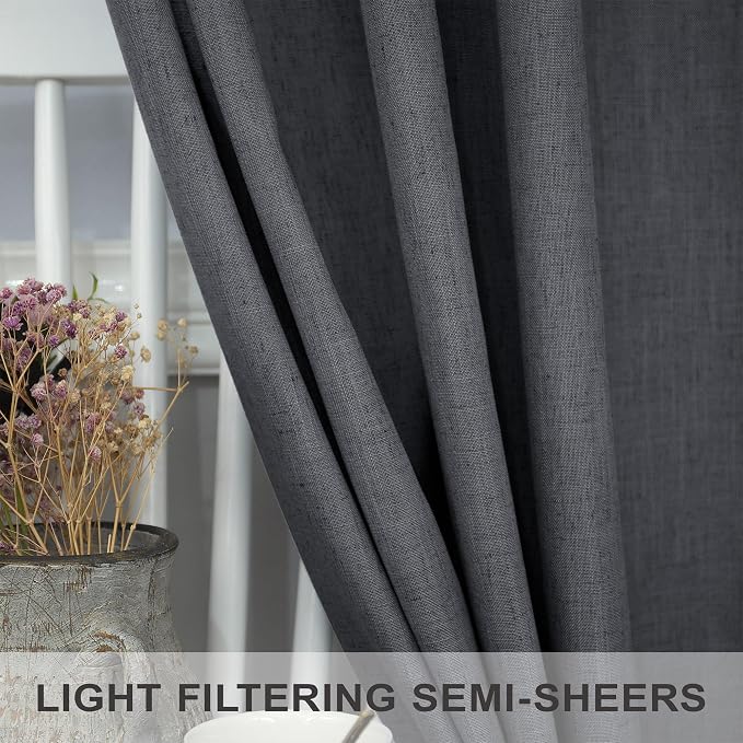 Dark Gray Curtains 108 Inches Long 2 Panels Set - Image 4