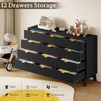 BORNOON 57" Wide Dresser for Bedroom, 12-Drawer Fluted Dresser - Image 3