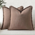 MIULEE Linen Decorative Fall Euro Throw Pillow Covers Dark Coffee 28x28 | Set by MIULEE