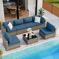 7 Piece Outdoor Patio Furniture Set, Natural PE Rattan Wicker Sectional Sofa by Shintenchi%7CFurnitureMadeforRealLife