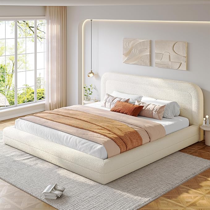 Homkdom Cloud Bed Frame and Headboard, Upholstered Soft King Size Bed Frame by ElevateYourHome%EF%BC%8CEnhanceEver
