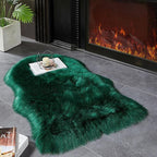 AMTOVO Faux Fur Rug, Dark Green Small Area Rug, Fluffy Sheepskin Rug, Fuzzy by AMTOVO
