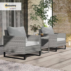 Outsunny 3 Pieces Patio Furniture Set, Wicker Conversation Bistro Set - Image 2