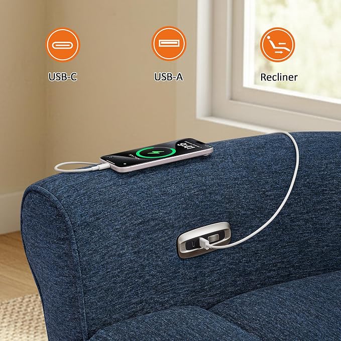 MCombo 64.6" Wall Hugger Power Loveseat Recliner Sofa - Image 7