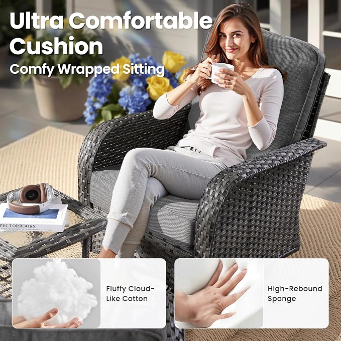 ovios 3-Piece Patio Furniture Set, Outdoor Wicker Sofa - Image 5