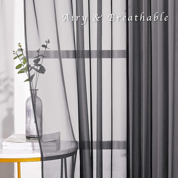 NICETOWN Sheer Curtains for Bedroom Windows, Grommet Casual Soft Voile Sheer - Image 5