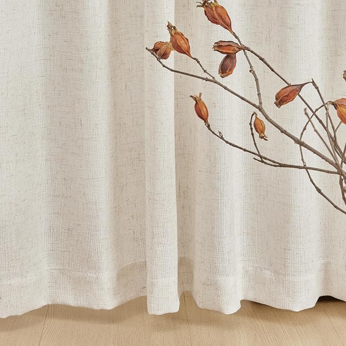 MYSKY HOME Kitchen Window Curtains Half Sheer Drapes 45 Inches Long, Boho - Image 5