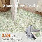 5x7 Light Green Vintage Floral Washable Area Rug - Image 7
