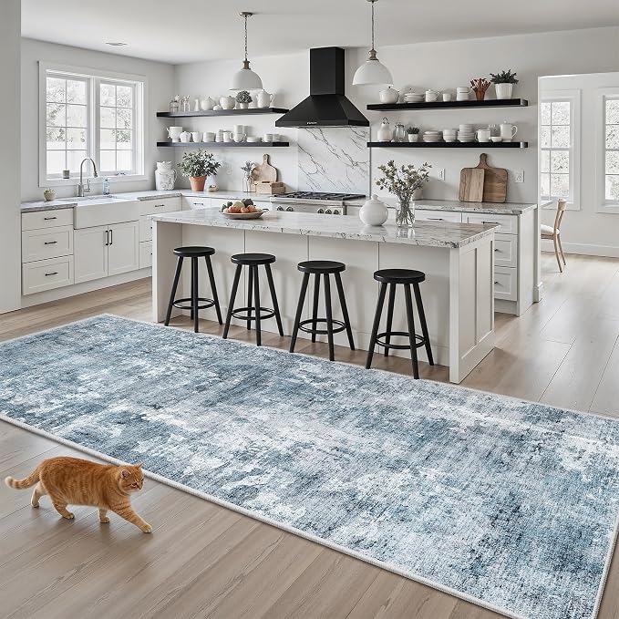 Soalmost Abstract Runner Rug 3x8 Hallway Kitchen Rugs Non-Slip, Foldable by Soalmost
