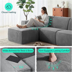 LINSY HOME Modular Sectional Sofa, Corduroy Sectional Cloud Couches - Image 3