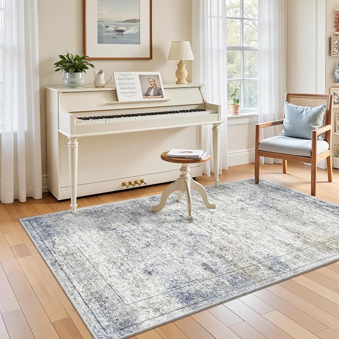 3x5 Rug for Entryway, Washable Area Rug, Living Room, Dining Room, Neutral Rug - Image 3