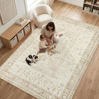 GarveeHome Vintage Beige Area Rug 8x10 - Image 3