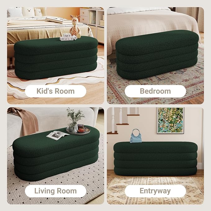 Busaurus Storage Ottoman Bench 49.2 Inch Upholstered Fabric Storage Bench - Image 6
