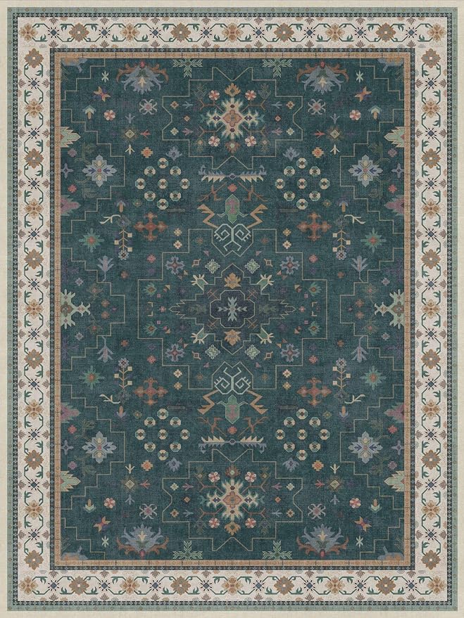 Vintage Dark Green 6x8 Dining Room Rugs - Image 3