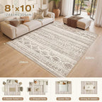 cotiled Boho 8x10 Area Rugs for Living Room: Large Moroccan Washable Rug | - Image 2