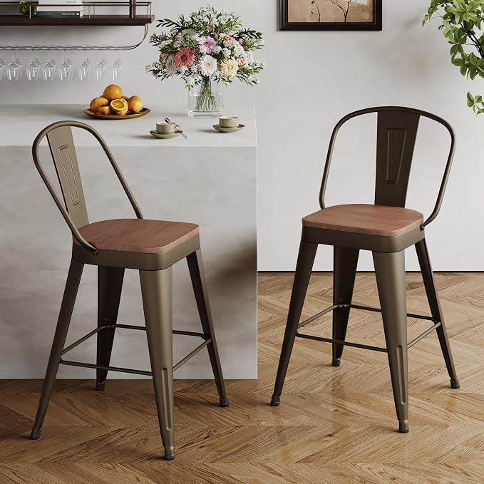 Andeworld Metal Bar Stools Set of 2, 30 inch Bar Height Barstools by Andeworld