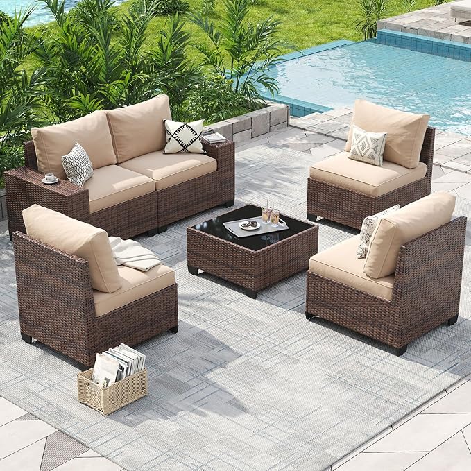 Aoxun Patio Fruniture Sets, Wicker Outdoor Patio Furniture Set by Aoxun