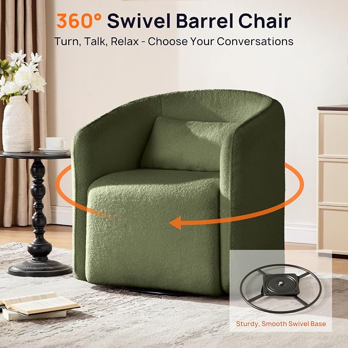 Oversized Boucle Swivel Accent Chair - Image 3